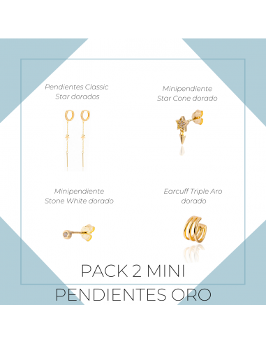 Pack 2 Mini Pendientes dorado
